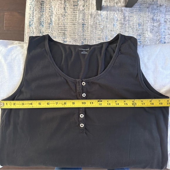 Lands’ End Black Sleeveless Henley Dress | Size L (14–16) | 100% Cotton - Picture 6 of 7